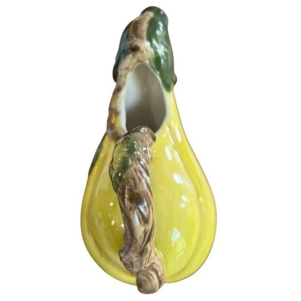 Vintage Bico Figural Squash Gourd Creamer Ceramic Yellow Veggie Pitcher